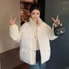 Damskie okopy płaszcze zimowy płaszcz cukierki Kolor Kobiety Grube puffer kurtka długie rękaw parka w dół bawełniany streetwear koreański płaszcz