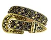 Western Bling Bling Colorful ovski Crystal Gold & Black Rhinestone Belt Studded Belt Removable Buckle for men9055759