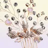 Nyaste persikan Blossom Crystal Hair Comb 2st hårnålar för kvinnor bröllopshuvudstycken hårtillbehör smycken ornament JCH1955063318