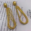 Stud vintage Su long shoulder sweep face shape copper plated real gold 925 silver needle stud earrings ear clips 231205