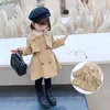 Jaquetas trench coats para criança menina blusão outono longo cáqui crianças roupas crianças roupas escolares 2 3 5 8 12 anos