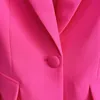 Women's Jackets HIGH Calls ALITY-Ensemble deux pieces pour femme blazer ajuste pantalon evase bouton unique rose vif S createur Runway nouveau 231206