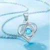 Elegante blaue 1-teilige Halskette mit Herz-Anhänger und Strass-Dekor, exquisites Feiertags-Geburtstagsgeschenk für Jugendliche