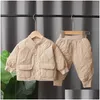 Kleidung Sets Winter Herbst Baby Jungen Kleidung FL Ärmel Solide Parkas Hosen 2 teile/satz Baumwolle Anzüge Kinder Kleinkind Marke Trainingsanzüge Drop Dh5HN