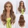 Long Body Wave Blond Highlights Ombre Brazilian Human Hair Wigs 22 Inch Heat Resistant Synthetic Lace Front Wig for Black Women Natural Pre Plucked Hairline