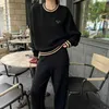 Tracksuits Women's Autumn and Winter Set Fashion High end Wool Knitted Straight Leg Pants Two Piece for Academic Style Wear 93MT