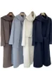 Cappotto in cashmere double face con colletto in piedi di fascia alta e sciarpa da donna, nuovo cappotto in lana con temperamento alla moda coreana 2023