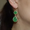 Dangle Oorbellen Bohemen Stijl Multi-color Water Drop Inlay Meloen Zaden Vorm Emerald Sieraden Voor Vrouwen Bruiloft Elegante Accessoires Cadeau