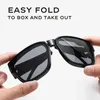 Sunglasses CAPONI Foldable Fit-Over For Women Light Weight TR-90 Polarized Sun Glasses Black Shades Folded With Round Box CP3125