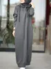 Urban Sexy Dresses S3xl Muslim Dres Sweatshirt Dress Stylish Hoodies Långärmad maxi Kvinnlig Casual Solid Hooded Vestidos Robe 231206