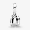 Ny ankomst 100% 925 Sterling Silver Two-Tone Castle Dangle Charm Fit Original European Charm Armband Fashion Jewelry Accessories240i