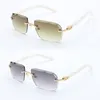 Selling diamond cut lens Rimless Sunglasses for women 3524012 Gradient Lenses Designer Sun glasses Woman Lentes de Sol Mujer Marble White Plank Heart Lens Hot