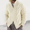 Maglioni da uomo Moda Slim maglione lavorato a maglia da uomo Casual zip up dolcevita cardigan in maglia Autunno Inverno Vintage Twist Jacquard Uomo 231205