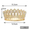 Hårklipp avancerade europeiska och amerikanska Golden Crown Multi-Color Round Pageant lyxig huvudbonad Birthday Bridal Tiaras Kvinna