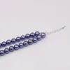Chains 10mm Blue Pearl Round Bead Necklace Imitation Jewelry 5cm Extension Chain 18 Inch Neckchain Women's Party Gift