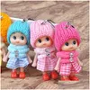 Stuffed & Plush Animals 8Cm Clown Mobile Phone Pendant Plaid Skirt Knitted Hat Lovely Doll Mini Girls Ornaments Toys Gift Dolls Origin Dhhty