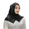 Etnisk kläd Turkiet kvinnors pärlstav blomma tassel hijab huvud wrap hatt turban håravfall halsduk Förbindad huvudkläder elastisk muslim