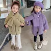 Jackets Girls Coat Girl Autumn And Winter Padded Coats Baby Children Scarf Lamb Fleece Sweater 2024 Foreign Style Clothes