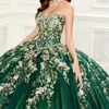 Vert brillant Quinceanera robes 2024 formelle de luxe fête perles dentelle Appliques doux 15 robe Graduation balle Gwon robes de bal