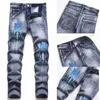 Pantaloni Uomo Donna Moda Nuovi Jeans da uomo Occhielli, Azzurro, Grigio scuro, Ami italiano Famoso marchio ri, Streetwear, Denim, Jeans skinny slim gamba dritta da motociclista, D2 Alta qualità