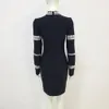 1208 xxl 2023 vestido de pista outono vestido tripulação pescoço manga longa marca mesmo estilo império preto vestido feminino moda bohong