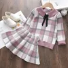 Girl's Dresses Bear collar winter baby knitted dress for warmth autumn toddler girl pleated sleeves sweater dress lace dress 2312306