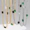 Men's minimalist zircon hip-hop collarbone chain, emerald necklace jewelry, women's versatile Cuban necklace