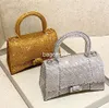 Luxe zandloper Ingelegde strass diamanten Tassen Dames glinsteren Heren clutch crossbody schouderband Echt leer roze portemonnee Designer handtas Tas