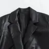 Women s Trench Coats UNIZERA2023 Autumn and Winter Fashion Versatile High Grade Black Lapel Faux Leather Long Coat 231206