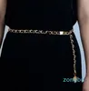 Kvinnekedjor bälten modedesigners bälte länk lyxig midja kedja kvinnor gyllene legering klänning tillbehör midjeband bälten