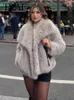 Fourrure femme Faux TRAF 2023 femme Vintage effet artificiel veste courte vêtements d'extérieur femme chaud manteau en peluche dame décontracté col à revers épais 231205
