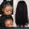 Synthetic Wigs Human hair wig deep wave closed 13x6 lace front without glue pre shedding bleached knot 13x4 231205