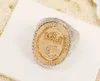 Luxury quality charm punk oval shape ring with diamond in gold and silver plated have stamp box