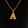 Letter Initial Capital Necklace, Stainless Steel Golden A-Z Alphabet Pendant Necklace