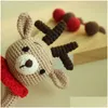 よだれかけげっ歯類と赤ちゃんのガラガラdiy cloghet漫画鹿の人形手ベル彫刻木製のリングのおもちゃ新生臼歯educa dhub0
