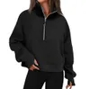 LU-88 Yoga Scuba Half Zip Hoodie Jacket Designer Sweater Women's Define Workout Sport Coat Fitness Activewear Top Solid Zipper Sweatshirt Sports Gym525551