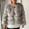 LHXDW Women's Winter Artificial Fur Coat Fashion Fluff Faux Short Sleeve and Long Jacket False 231220