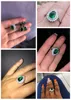 Wedding Rings CAOSHI Luxury Womens Finger for Party Bright Green Pearshaped Crystal Lady Vintage Style Accessories Gorgeous Gift 231205