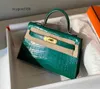 حقيبة Akillele Designer الفاخرة الأصلية التمساح Mini Carrie Bag Mini من الجيل الثاني من الكتف واحد Messenger Mini Motorcycle Leat