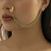 Anelli da naso Borchie Lacteo Trendy per le donne Orecchini di collegamento Nero Verde Piccole perle di cristallo Finte clip per piercing alla narice Gioielli da donna 231016