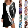 Casual Dresses Female Clothing Delicate Above Knee For Woman 2023 O-Neck Long Sleeves Print Frocks Girls Vestido Para Mujer