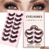 False Eyelashes Handmade Reusable Mtilayer Colored Extensions Fluffy Thick 3D Mink Fake Lashes With Color Strip Drop Delivery Health Dhhee