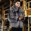 Мужская меховая куртка Manteau de style Court pour hommes Veste en cuir pour hommes имитация де cheveux de Torche Fourrure Herbe Argent Chaleur Automne 231205