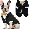 Vêtements pour chiens Costume de chien noir robe tailcoat animal de compagnie Perro robe de mariée Perro vêtements Teddy Chihuahua mini veste de chemise de chien 231206