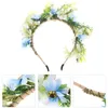 Bandanas çiçek çelenk saç çemberleri renkli gelin çiçek çelenk kafa bandı düğün mücevher aksesuarları (mavi)