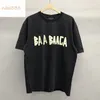 Splash ink neckline BA letters printed pattern cotton loose versatile men and women casual summer large size M-3XL t shirt