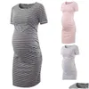 Maternity Dresses Casual Dress Wear Nursing Short Sleeved Tight Pregnancy Clothing Zwangerschaps Kleding G220309 Drop Delivery Baby Ki Dhnsu