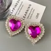 Fascino AENSOA Vintage rosa intarsiato zircone nappa orecchino per le donne esagerato pieno neo cristallo cuore fiore 231205