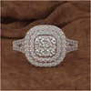 Wedding Ringen 14K Geelgoud 2 karaat Ring Dames Square Bizuteria Gemstone Sier 925 Sieraden Bague Diamond Box voor vrouwelijke druppel Dhcri