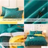 Bedding Sets Bedding Sets Evich Idyllic Simplicity Green And Yellow King Queen Size Beddings Bed For 3Pcs Bedroom Case Household Items Dhtfa